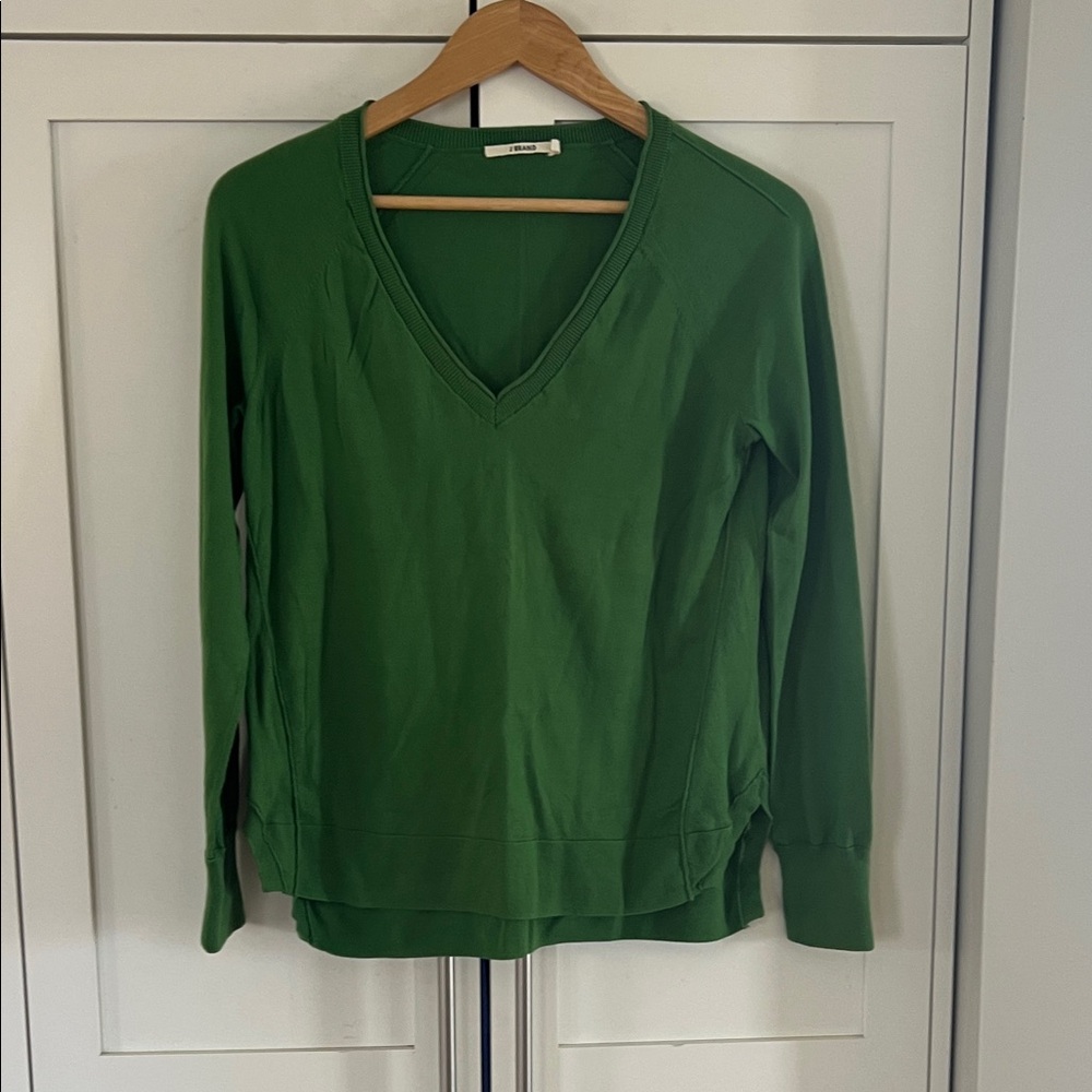 J Brand Kelly Green V-Neck Sweater